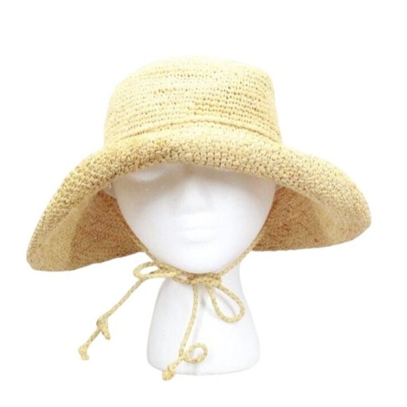 Scala Accessories - The SCALA Collection Natural Raffia Straw Drawstring Roll Brim Sun Hat Size OS